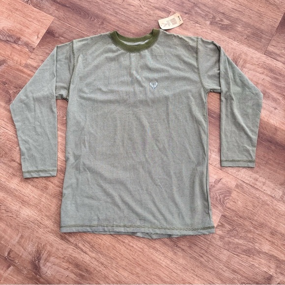 American Tradition Mens L Olive Green Striped Long Sleeve T-Shirt NWT - Picture 14 of 14